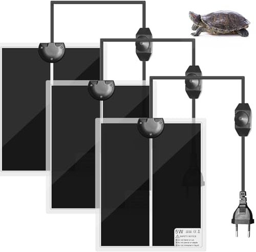 Vaileal 3 Stück Terrarium Heizmatte: 5W, 15x14cm Reptil Heizmatten mit Temperaturregelung, Reptilien Heizmatte, Wasserdicht Feuchtigkeitsbeständig für Reptilien Schildkröten Schlangen Eidechse Gecko