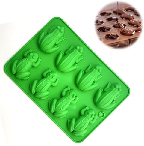 Frosch Schokoladenformen Silikonform für Süßigkeiten Antihaftbeschichtet Wiederverwendbare, für Schokolade, Gelee, Gelatine Kuchendekoration(Grün 24.5 x 17.5 x 2.5 cm)