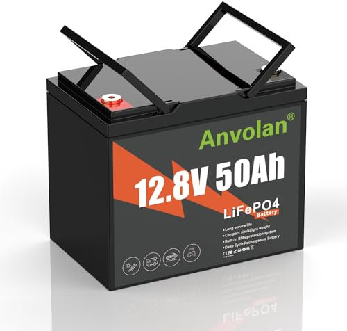 12V 50Ah LiFePO4 Batterie,50Ah BMS Lithium Batterie,Niedrigtemperaturschutz,Max.15000 Zyklen,10 Jahre Lebensdauer,leichteres Gewicht,kleinere Größe,für Kajak,Wohnmobil,Camping,Solaranlage(12V 50Ah)