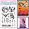 GLOBLELAND Klare Stempel Mit Wildblumen Motiv Eule Und Mond Silikon Klarstempel Gras Silhouette Transparente Stempel Für Selbstgemachtes Scrapbooking Und Kartenmachen Fotoalbum Tagebuch 6.3x4.33 Zoll