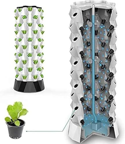 WJYTDHIQS Hydrokultur-Gartenturm, vertikales hydroponisches Indoor-Anbausystem, vertikaler Hydrokultur-Turmgarten for den Anbau von Kräutern, Obst und Gemüse(80Pots)