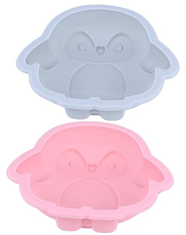 SECFOU Pinguin Silikon Kuchenform 2 Stück für Fudge und Pudding | Antihaftend und Leicht zu Lösen, Dessert, Lebensmittelechtes Silikon, Junge Mädchen und Festtagsbacken Zufällige Farbe