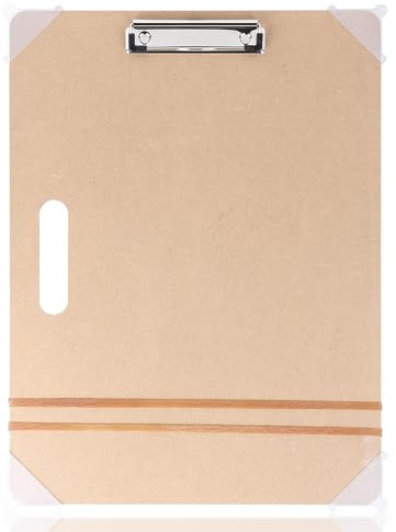 CPROSP Tablero de Dibujo de Madera 43 x 32 cm, Tablero de Pintura Portátil con Pinzas y Gomas de Acero Inoxidable, para Aulas, Salones, Estudios y Exteriores