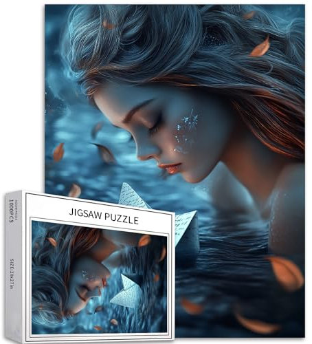 Dreamy Melancholische Meerjungfrau Puzzle 1000 Teile Puzzle für Erwachsene Schöne Meerjungfrau Puzzle Bunte DIY Puzzles für Heimdekoration, Geschenke, Familienpuzzle, perfekt für Spielabende, 50,8 x