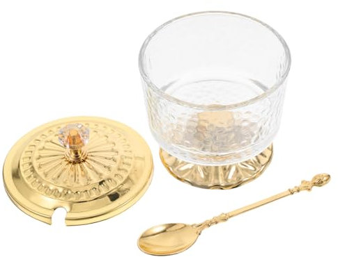 PEPLAYTAL Tarro De Vidrio Transparente Con Tapa Para Azúcar y Especias Recipiente De Cocina Elegante 1 Set Adecuado Para Decoración y Almacenamiento De Condimentos