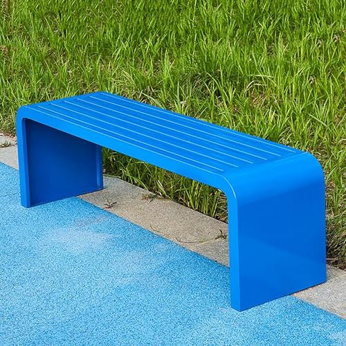 Art Deco-Legierung Picknickbank für Außen- und Innengebrauch witterungsbeständig alle wetterfesten rückenlosen Terrasse Gartenbank für Garten Veranda Park Balkon Außenbank in blau (150 cm/59 Zoll