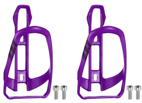 sourcing map 2pcs Bicycle Water Bottle Holder Lightweight Universal Bike Bottle Cages Top Load Cycling Cup Holder for MTB Road Gravel, Purple