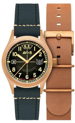 AVI-8 Herren-Armbanduhr Flyboy Eagle Squadron Automatik Bronze 85th Limited Edition 39 mm AV-4145