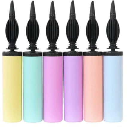 2pc Balloon Hand Pump Set with 6 Pastel Coloured Cylinders, Manual Air Inflator for Party Decorations