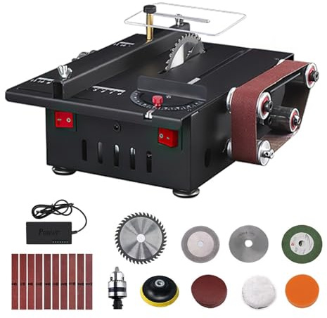 200W Table Saw Belt Sander Kit Variable Speed Bench Circular 30mm Depth DIY Benchtop Grinding Sanding Cutting Machine Precise Cutting