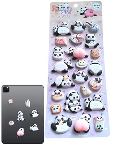 Tktouci Kinder Sticker,3D Panda Lustige Wiederverwendbare Abziehbilder,Niedliche Laptop-Aufkleber | Für Kinder Familie Freunde Outdoor Kühlschrank Haus Autos Notizbuch Lunchbox