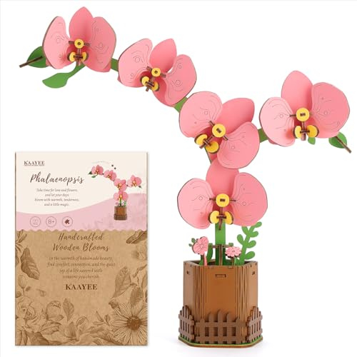 KaayeeWood Puzzle 3D en Bois, 3D Puzzle de Fleurs en Bois pour Adultes,Kit Artisanal de Fleurs Artificielles, Cadeaux pour la Saint-Valentin, la fête des Mères (Marguerite)
