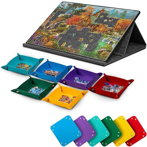 HAOWYYUU 6 Stück Puzzle Sortierschalen aus Filz, Puzzle Tablett Sortierer Stapelbar mit Druckknöpfen für bis 250-500