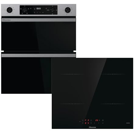 Hisense Hi6 HIPKD4AX60IND1 Built Under Electric Double Oven and Induction Hob Pack - Black/Stainless Steel - A/A Rated