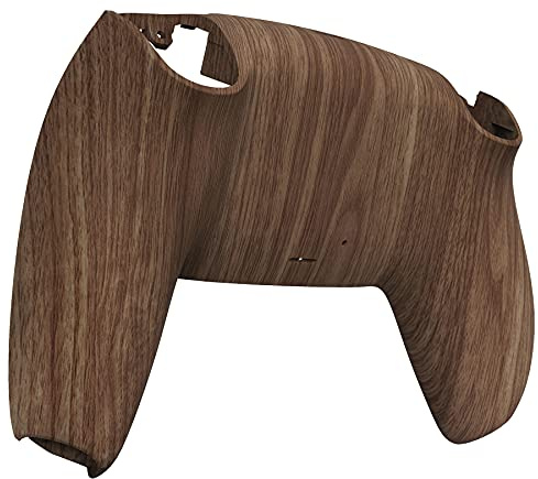 eXtremeRate Coque Arrière pour ps5 Manette BDM-010/020/030/040/050/060 | Coque de Remplacementpour ps5 Manette, Boîtier Arrière Personnalisée avec Grip en Caoutchouc, Grain de Bois