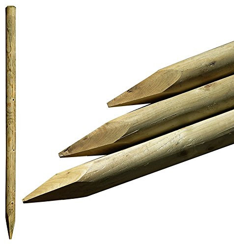 True Products 5 Pack - 1.2m (4ft) x 50mm Machined Round Wooden Treated Fence Posts Stakes Wood Fencing
