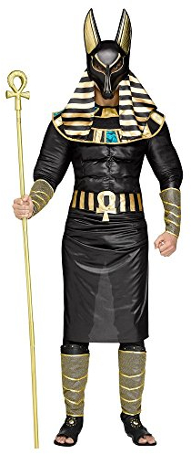 shoperama 7-teiliges Herren Kostüm Ägyptischer Gott Anubis König Ägypter Verkleidung Totengott Mythologie Gottheit, Größe:M/L