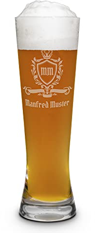 printplanet® Graviertes Weizenglas - Leonardo® Weißbierglas mit Gravur (mit Name oder Text personalisiert) - Design Royal