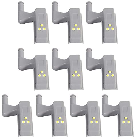 10 Stücke LED Schrankleuchten Universal Kleiderschrank LED Scharnier Sensor Licht Küche Nachtlicht für Schrank Kleiderschrank (Warmweiß)