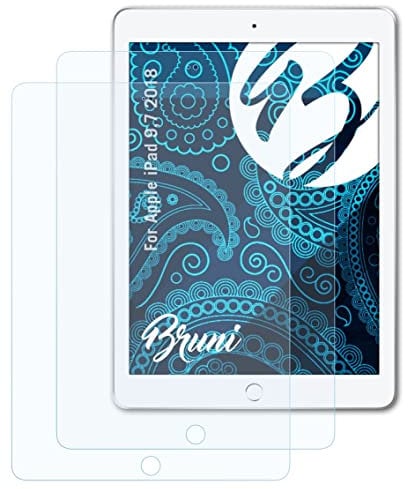 Bruni Protecteur d'écran compatible avec Apple iPad 9,7 2018 Film Protecteur, cristal clair Écran protecteur (2X)