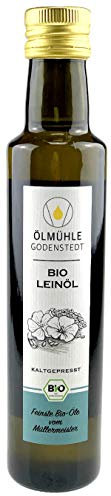Bio Leinöl 500ml (1x500ml) - stets frisch kaltgepresst aus Bio Leinsaat, milder Geschmack, mit Öko-Strom in Deutschland hergestellt, direkt aus der Ölmühle Godenstedt