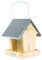 HOMESCAPES rustikaler Futterspender Vogelhaus aus natürlichem Holz mit Zinkdach, Vogelfutterstation zum Aufhängen, 22 x 15,5 cm