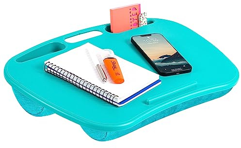 LAPGEAR MyDesk 44449 Schoßschreibtisch mit Geräteleiste und Handyhalterung, passend für Laptops bis zu 39,6 cm (15,6 Zoll), Türkis