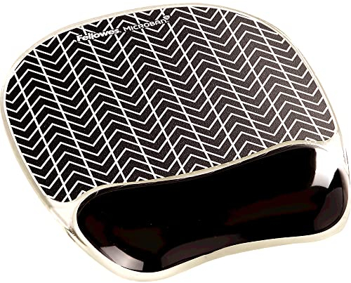 Fellowes Photo Gel Mouse Mat with Wrist Support and Microban Protection - Mouse Pad with Non Slip Rubber Base - Ergonomic Mousepad for Computer Laptop - Chevron