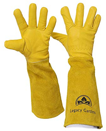 Legacy Gardens Leder-Gartenhandschuhe für Damen und Herren, dorn- und schnittfeste Gartenarbeitshandschuhe mit langem, robustem Handschuh, geeignet für dornige Sträucher, Kakteen, Rosenschnitt, Größe