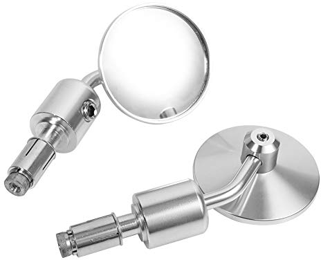Rückspiegel Seitenspiegel,Fydun 1 Paar 7/8 Motorrad Runde Lenkerende Rückspiegel Lenkerendenspiegel Für Motorräder Straßenräder(Silber)