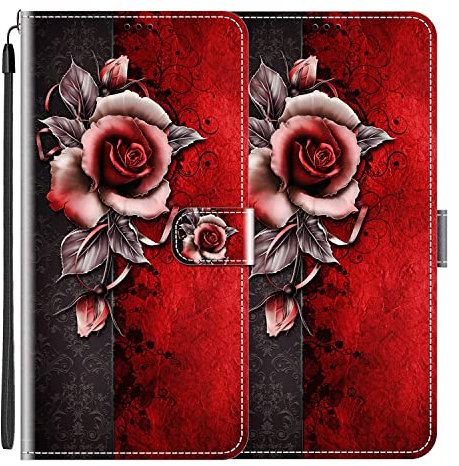 vingarshern Hülle für LG Q7+ / LG Q7 Plus Handytasche Klappbares Magnetverschluss Lederhülle Flip Etui Standfunktion Schutzhülle LG Q7+ / Q7 Plus Hülle Leder Brieftasche-(Rose) MEHRWEG
