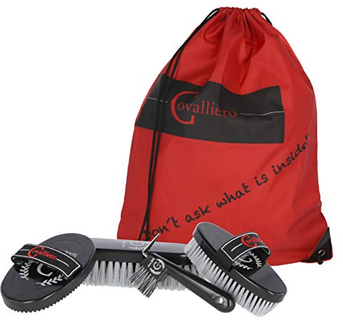 Kerbl Covalliero Putzbeutel (Farbe rot, L x B 45 x 40 cm, Sportbeutel befüllt mit Fellreinigungsutensilien) 3210362
