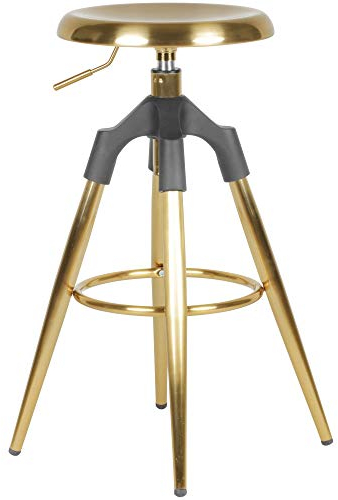 Wohnling Barhocker Gold Metall 72-80 cm, Design Barstuhl 100 kg Maximalbelastbarkeit, Tresenhocker Industrial, Tresenstuhl ohne Lehne