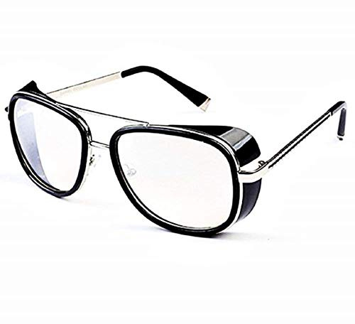 KIRALOVE Tony stark sonnenbrille - iron man - sexy - frau - mann - unisex - silberrahmen - linse - transparent - junge sonnenbrille iron man