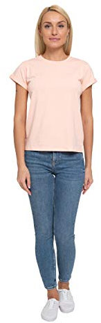 ABAKUHAUS Femme T-Shirt Col Rond Manches Courtes, XL, Rose Pâle