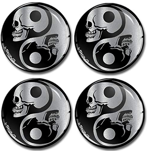 SkinoEu Aufkleber Autoaufkleber für Radkappen Nabenkappen Nabendeckel Radnabendeckel Rad-Aufkleber 50mm Yin Yang Schädel A 8250