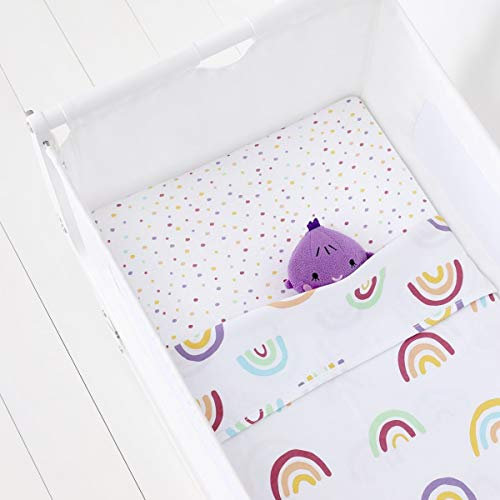 Snuz - Set di biancheria da letto in jersey di cotone, 3 pezzi, multicolore arcobaleno