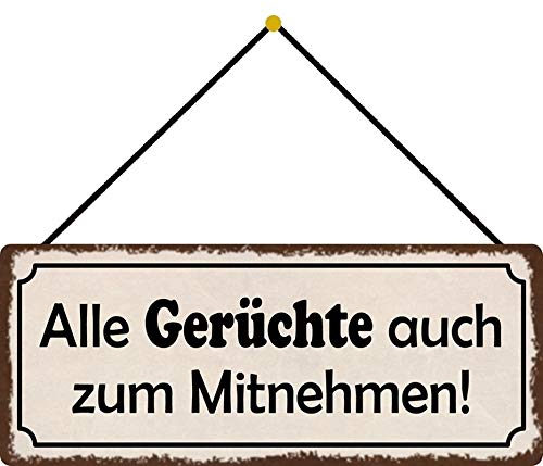 generisch Blechschild 27x10cm gewölbt mit Kordel Alle Gerüchte auch zum Mitnehmen Sprüche Deko Geschenk Schild