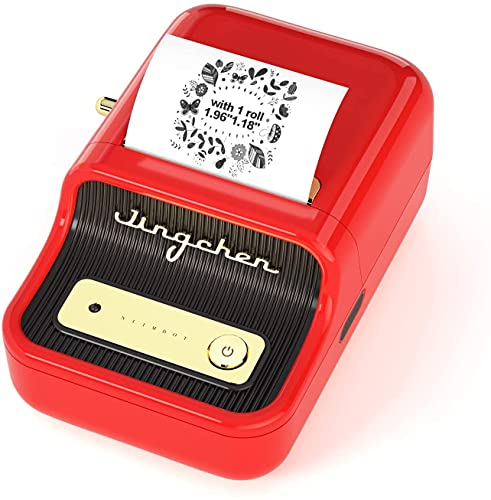 NIIMBOT B21 Bluetooth Etikettendrucker, Selbstklebend Beschriftungsgerät Etikettiergerät, Thermo Label Printer für Barcode Einzelhandel Büro (Rot)