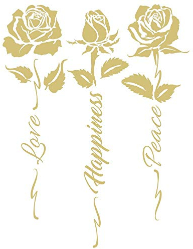 Ideen mit Herz Metallic Bügeltransfer | glänzend | DIN A4 | Textilien wie T-Shirts & Taschen mit Bügelmotiven verzieren | Bilder schnell & einfach aufbügeln | DIY Textildesign (Rosen 04 | gold)