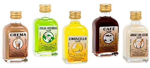 Lote de 25 Botellas de Licor Mini la Rivera (Sabores a Elegir). Regalos Originales. Detalles de Bodas, Bautizos, Comuniones y Eventos. DC (SURTIDOS)
