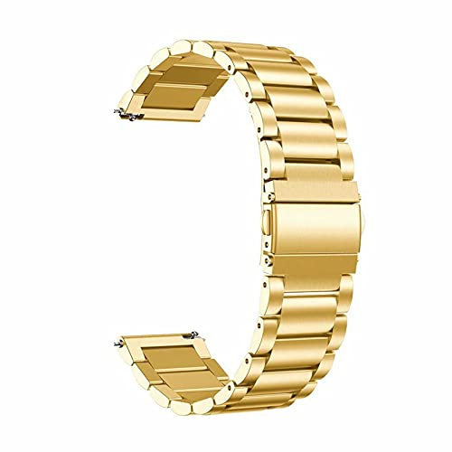 GAOword Edelstahl Uhrenarmband 20 / 22mm DREI Perlenuhr-Band-Metall-Uhr-Band-Smart-Uhr-Armband,Gold,22mm