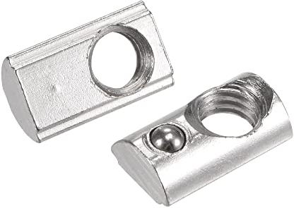 sourcing map 30 Stück M6 T Nutensteine Roll-in Spring Nutensteine mit Kugel Kohlenstoffstahl für 2020 Serie Aluminium Strangpressprofilschiene mit 6mm Nut