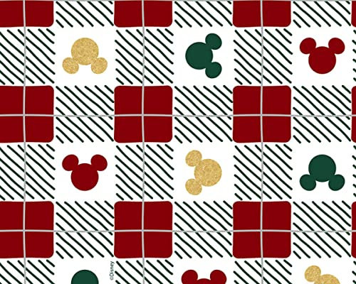 Little Johnny - Disney Weihnachts-karierter Mickey & Minnie Stoff Meterware – 150 cm breit 100 % Baumwolle Kinderstoff (ideal für Weihnachtssteppung)