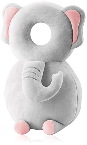 JINYJIA Baby Kopfschutz, Atmungsaktive Baby Head Schutzpolster, Verstellbares Baby Schutzkissen, zum Kleinkinder Krabbeln und Laufen Lernen, für Kinder Von 4 Bis 24 Monaten, Elefant