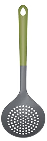 Fackelmann 687053 Schiumatore da cucina in bioplastica, skimmer da cucina, utensili da cucina, bioplastica, verde, grigio, 34 x 11,3 cm
