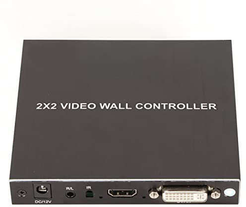 CUEI 4K HDMI-Videowand-Controller, 2x2 1x2 1x3 1x4 2x1 3x1 4x1 4-Kanal-TV-Wand-Controller mit 1080P 60HZ HD-Display, 180-Grad-Drehung, 4 HDMI-Ausgänge, 1 HDMI- und DVI-Eingang für 4 TV-Spleißen(#1)
