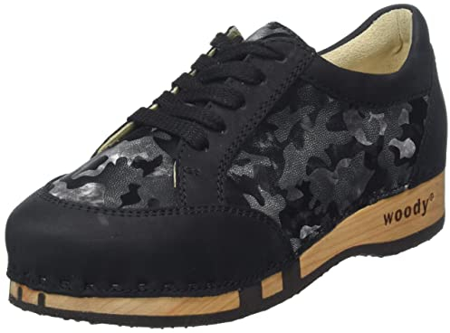 woody Damen Mary Holzschuh, Nero Anthrazit, 36 EU