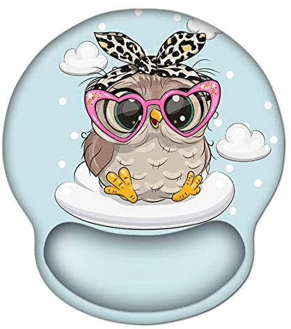 AOKSUNOVA Tapis de souris ergonomique avec coussin en gel - Motif chouette - Design mignon