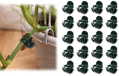 Plant Clips for Climbing Plants, 20 Pcs Black Garden Clips, Orchid and Vine Support Clips for Stems, Flowers, and Indoor/Outdoor Gardening
